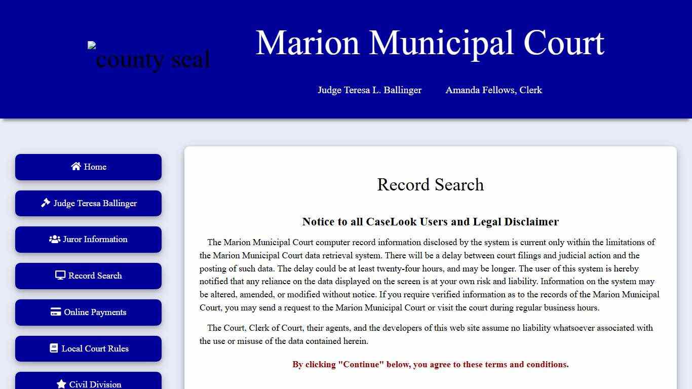 Marion Municipal Court - Record Search
