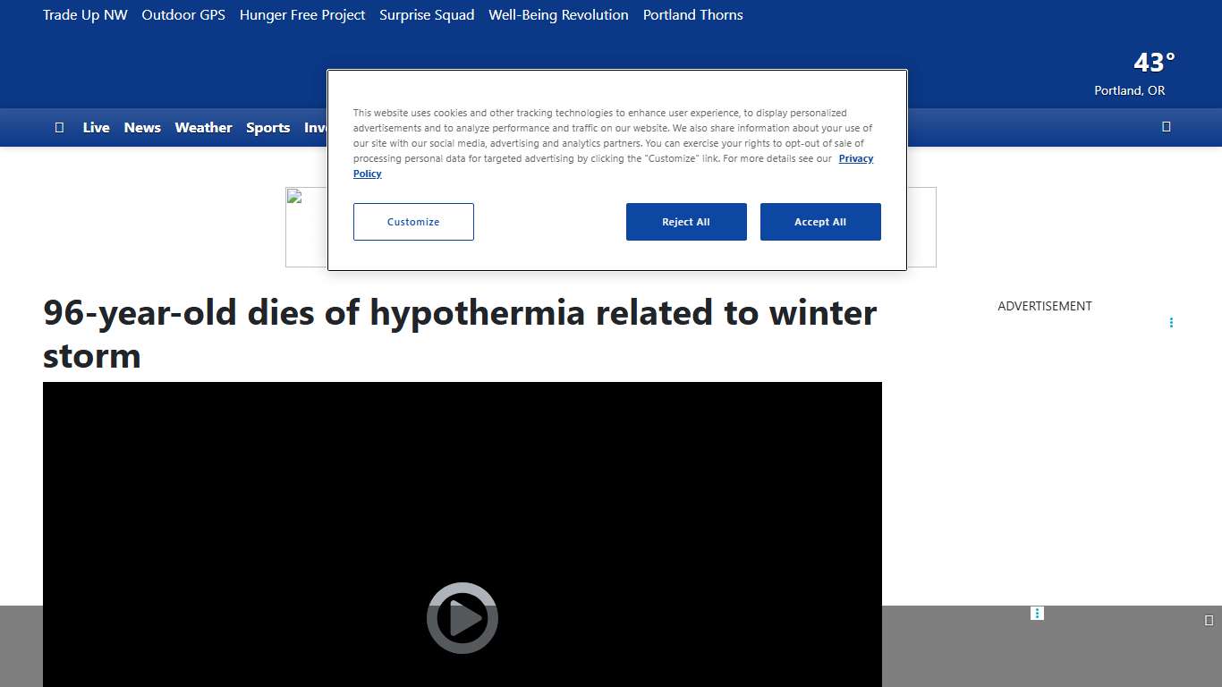 96-year-old dies of hypothermia related to winter storm