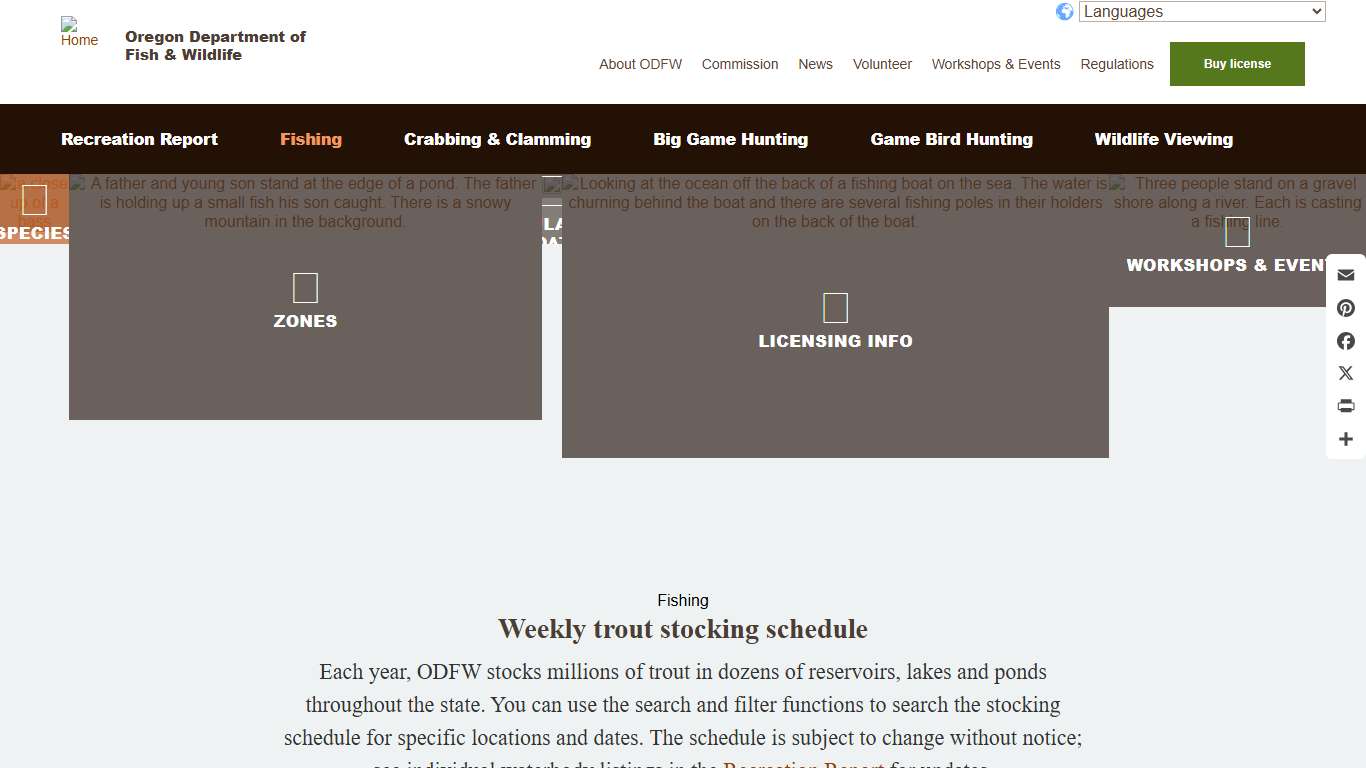 Weekly trout stocking schedule Oregon Department of Fish & Wildlife