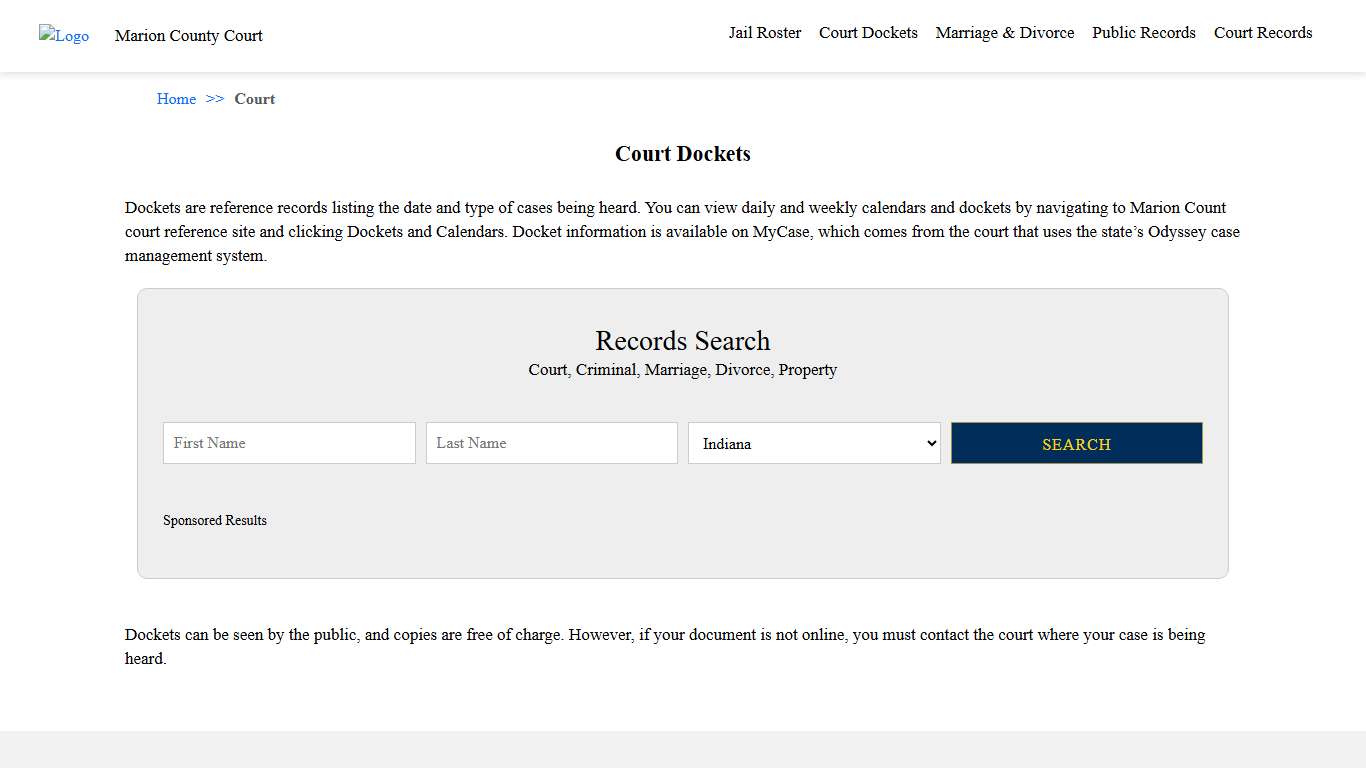 Court Dockets Marion County Court