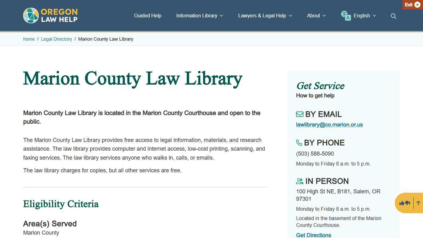 Marion County Law Library Oregon Law Help